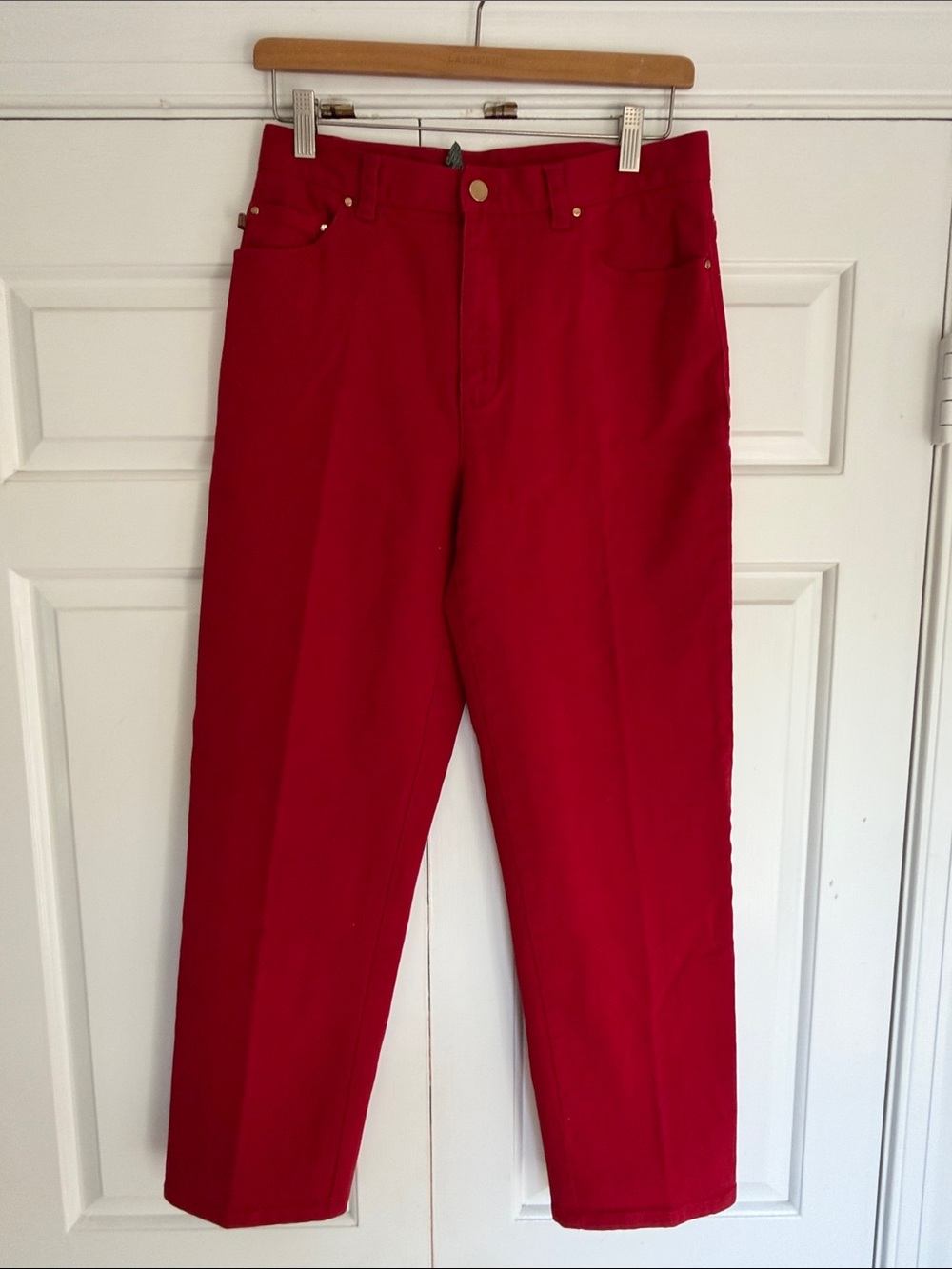 Lauren Ralph Lauren  Red cropped jeans with Gold Button Detail